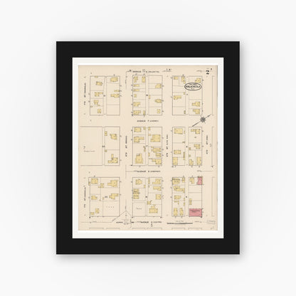 Old map wall art mockup — black gallery frame with white mat — Sanborn Fire Insurance Map from Apalachicola, Franklin County, Florida (1922), Sheet #0002