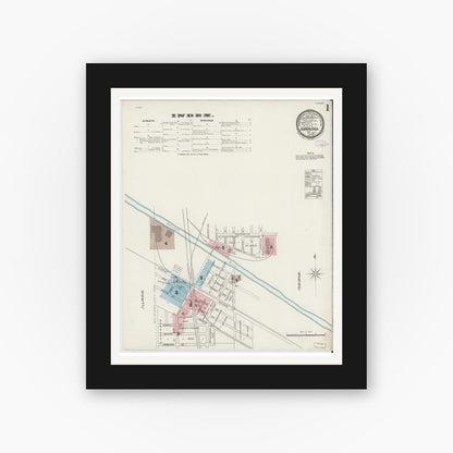 Old map wall art mockup — black gallery frame with white mat — Sanborn Fire Insurance Map from Hammond, Lake County, Indiana (1887) - Complete Map Set