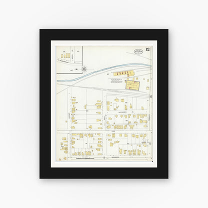 Old map wall art mockup — black gallery frame with white mat — Sanborn Fire Insurance Map from Sharon, Mercer County, Pennsylvania (1903), Sheet #0012