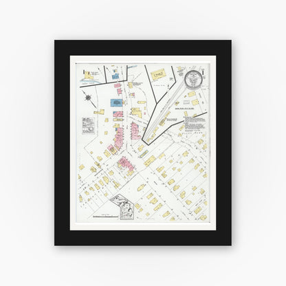 Old map wall art mockup — black gallery frame with white mat — Sanborn Fire Insurance Map from Olivet, Eaton County, Michigan (1927) - Complete Map Set