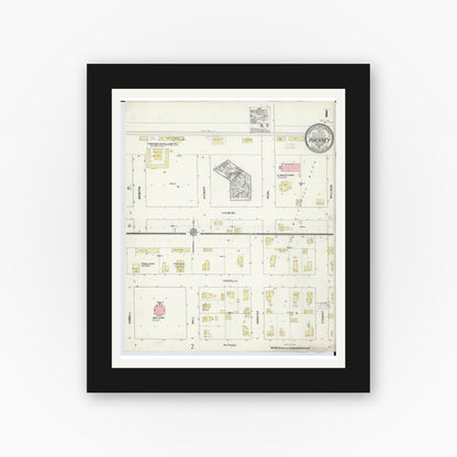 Old map wall art mockup — black gallery frame with white mat — Sanborn Fire Insurance Map from Pinckney, Livingston County, Michigan (1913) - Complete Map Set