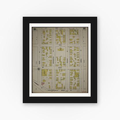 Old map wall art mockup — black gallery frame with white mat — Sanborn Fire Insurance Map from New Jersey Coast, New Jersey Coast, New Jersey (1890), Sheet #0036