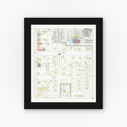 Old map wall art mockup — black gallery frame with white mat — Sanborn Fire Insurance Map from Sheldon, Iroquois County, Illinois (1910) - Complete Map Set