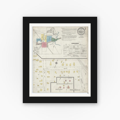 Old map wall art mockup — black gallery frame with white mat — Sanborn Fire Insurance Map from Randolph, Cattaraugus County, New York (1913) - Complete Map Set
