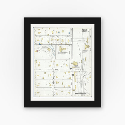 Old map wall art mockup — black gallery frame with white mat — Sanborn Fire Insurance Map from Chatfield, Fillmore And Olmsted Counties, Minnesota (1920), Sheet #0007