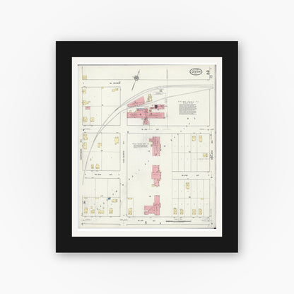 Old map wall art mockup — black gallery frame with white mat — Sanborn Fire Insurance Map from Dixon, Lee County, Illinois (1918), Sheet #0002