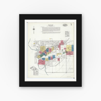 Old map wall art mockup — black gallery frame with white mat — Sanborn Fire Insurance Map from Ironwood, Gogebic County, Michigan (1921) - Complete Map Set