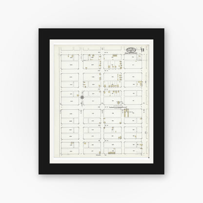 Old map wall art mockup — black gallery frame with white mat — Sanborn Fire Insurance Map from Texas City, Galveston County, Texas (1920), Sheet #0011