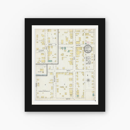 Old map wall art mockup — black gallery frame with white mat — Sanborn Fire Insurance Map from Forest City, Susquehanna County, Pennsylvania (1892), Sheet #0001