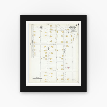 Old map wall art mockup — black gallery frame with white mat — Sanborn Fire Insurance Map from New Bethlehem, Clarion County, Pennsylvania (1904), Sheet #0006