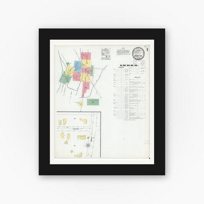 Old map wall art mockup — black gallery frame with white mat — Sanborn Fire Insurance Map from Hamilton, Madison County, New York (1901), Sheet #0001