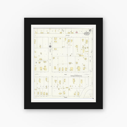 Old map wall art mockup — black gallery frame with white mat — Sanborn Fire Insurance Map from Pekin, Tazewell County, Illinois (1909), Sheet #0017