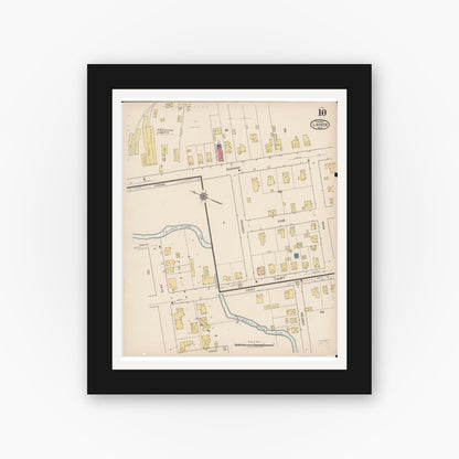 Old map wall art mockup — black gallery frame with white mat — Sanborn Fire Insurance Map from Lapeer, Lapeer County, Michigan (1922), Sheet #0010