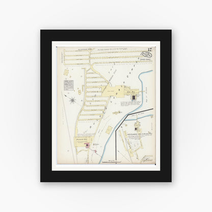 Old map wall art mockup — black gallery frame with white mat — Sanborn Fire Insurance Map from Duluth, Saint Louis County, Minnesota (1884), Sheet #0017
