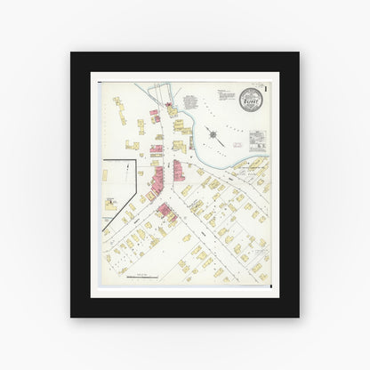 Old map wall art mockup — black gallery frame with white mat — Sanborn Fire Insurance Map from Olivet, Eaton County, Michigan (1911) - Complete Map Set