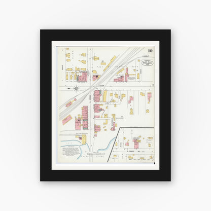 Old map wall art mockup — black gallery frame with white mat — Sanborn Fire Insurance Map from Ypsilanti, Washtenaw County, Michigan (1899), Sheet #0010