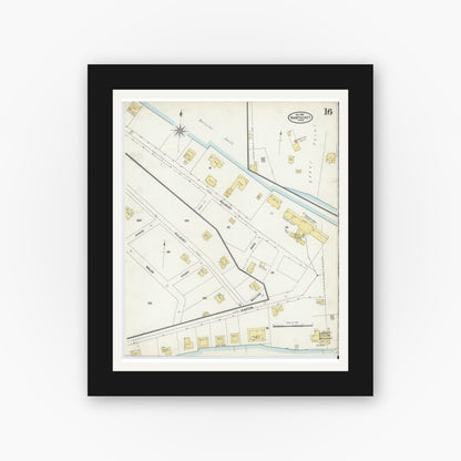 Old map wall art mockup — black gallery frame with white mat — Sanborn Fire Insurance Map from Nantucket, Nantucket County, Massachusetts (1904), Sheet #0016