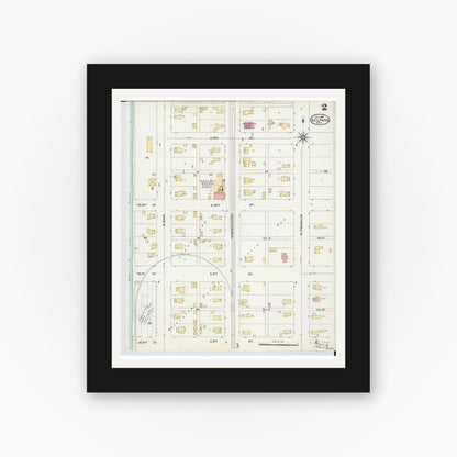 Old map wall art mockup — black gallery frame with white mat — Sanborn Fire Insurance Map from Delphos, Van Wert And Allen Counties, Ohio (1904), Sheet #0002