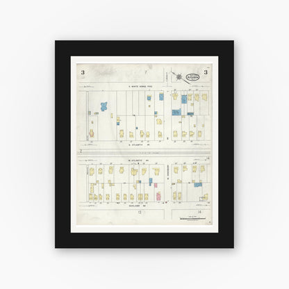 Old map wall art mockup — black gallery frame with white mat — Sanborn Fire Insurance Map from Audubon, Camden County, New Jersey (1924), Sheet #0003