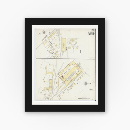 Old map wall art mockup — black gallery frame with white mat — Sanborn Fire Insurance Map from Houston, Harris County, Texas (1890), Sheet #0029