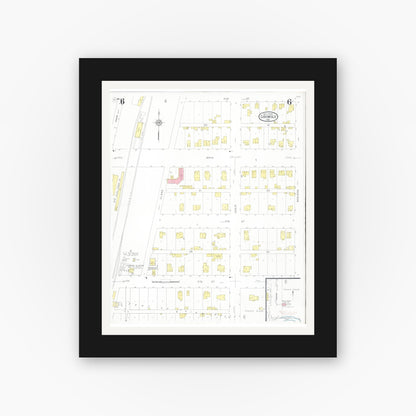 Old map wall art mockup — black gallery frame with white mat — Sanborn Fire Insurance Map from Griswold, Cass County, Iowa (1930), Sheet #0006