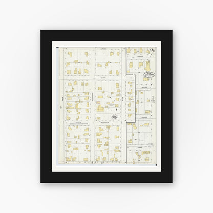 Old map wall art mockup — black gallery frame with white mat — Sanborn Fire Insurance Map from Tawas City, Iosco County, Michigan (1898), Sheet #0009