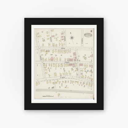 Old map wall art mockup — black gallery frame with white mat — Sanborn Fire Insurance Map from Amsterdam, Montgomery County, New York (1888) - Complete Map Set