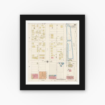 Old map wall art mockup — black gallery frame with white mat — Sanborn Fire Insurance Map from Calexico, Imperial County, California (1920), Sheet #0016