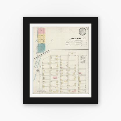 Old map wall art mockup — black gallery frame with white mat — Sanborn Fire Insurance Map from Orbisonia, Huntingdon County, Pennsylvania (1894) - Complete Map Set