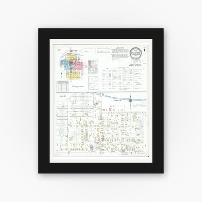 Old map wall art mockup — black gallery frame with white mat — Sanborn Fire Insurance Map from Bradford, Darke and Miami Counties, Ohio (1951) - Complete Map Set