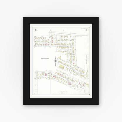 Old map wall art mockup — black gallery frame with white mat — Sanborn Fire Insurance Map from Canal Winchester, Franklin County, Ohio (1941), Sheet #0003