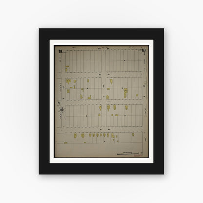 Old map wall art mockup — black gallery frame with white mat — Sanborn Fire Insurance Map from New Jersey Coast, New Jersey Coast, New Jersey (1890), Sheet #0018
