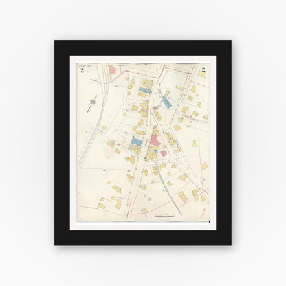 Old map wall art mockup — black gallery frame with white mat — Sanborn Fire Insurance Map from Cohasset, Norfolk County, Massachusetts (1940), Sheet #0002