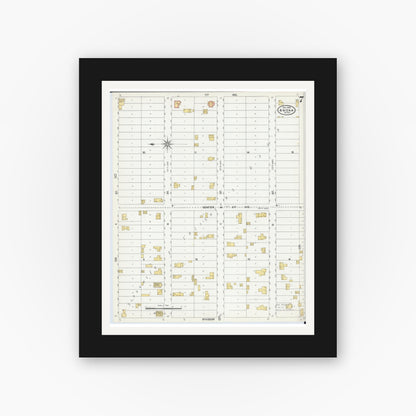 Old map wall art mockup — black gallery frame with white mat — Sanborn Fire Insurance Map from Anoka, Anoka County, Minnesota (1904), Sheet #0007