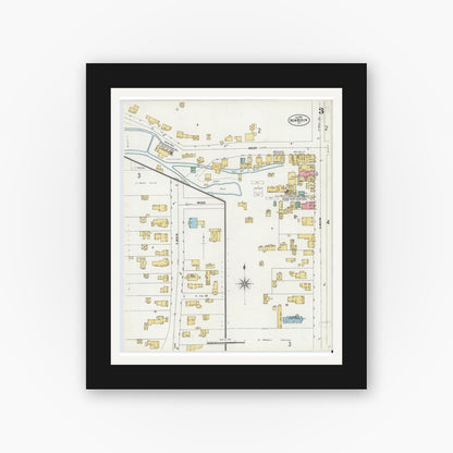 Old map wall art mockup — black gallery frame with white mat — Sanborn Fire Insurance Map from New Berlin, Chenango County, New York (1899), Sheet #0003