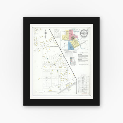 Old map wall art mockup — black gallery frame with white mat — Sanborn Fire Insurance Map from Union City, Branch And Calhoun Counties, Michigan (1940) - Complete Map Set