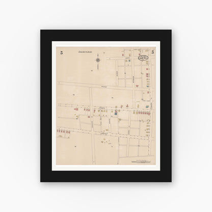 Old map wall art mockup — black gallery frame with white mat — Sanborn Fire Insurance Map from Camp Hill, Cumberland County, Pennsylvania (1923), Sheet #0005