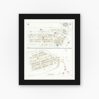 Old map wall art mockup — black gallery frame with white mat — Sanborn Fire Insurance Map from Mauch Chunk, Carbon County, Pennsylvania (1930), Sheet #0006