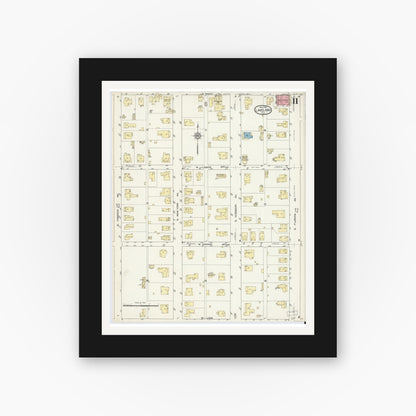 Old map wall art mockup — black gallery frame with white mat — Sanborn Fire Insurance Map from Lakeland, Polk County, Florida (1913), Sheet #0011