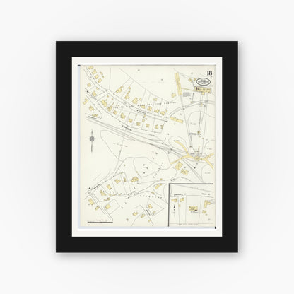 Old map wall art mockup — black gallery frame with white mat — Sanborn Fire Insurance Map from Ishpeming, Marquette County, Michigan (1911), Sheet #0018