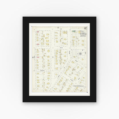Old map wall art mockup — black gallery frame with white mat — Sanborn Fire Insurance Map from Sterling, Whiteside County, Illinois (1897), Sheet #0017