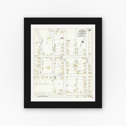 Old map wall art mockup — black gallery frame with white mat — Sanborn Fire Insurance Map from Philipsburg, Centre County, Pennsylvania (1910), Sheet #0010