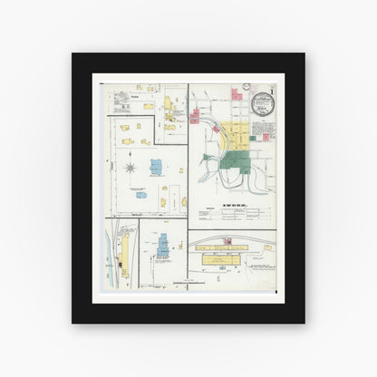 Old map wall art mockup — black gallery frame with white mat — Sanborn Fire Insurance Map from Berea, Cuyahoga County, Ohio (1901) - Complete Map Set