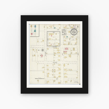 Old map wall art mockup — black gallery frame with white mat — Sanborn Fire Insurance Map from Etna, Luking County, Ohio (1905) - Complete Map Set
