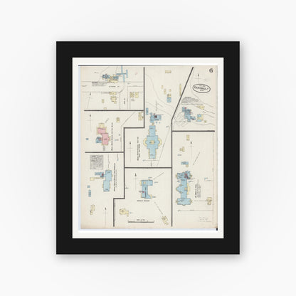 Old map wall art mockup — black gallery frame with white mat — Sanborn Fire Insurance Map from Faribault, Rice County, Minnesota (1884), Sheet #0006