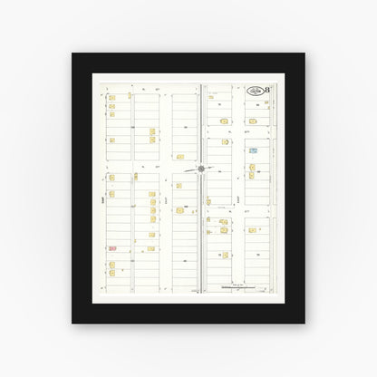 Old map wall art mockup — black gallery frame with white mat — Sanborn Fire Insurance Map from Colton, San Bernardino County, California (1911), Sheet #0008