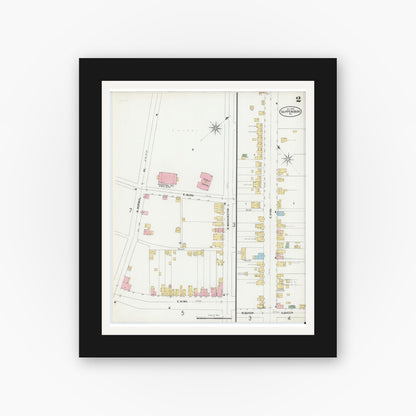 Old map wall art mockup — black gallery frame with white mat — Sanborn Fire Insurance Map from Shippensburg, Cumberland And Franklin Counties, Pennsylvania (1899), Sheet #0002
