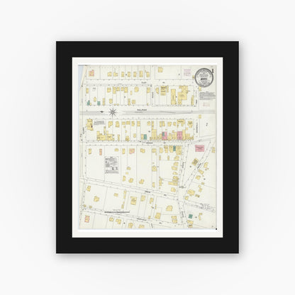 Old map wall art mockup — black gallery frame with white mat — Sanborn Fire Insurance Map from Mars, Butler County, Pennsylvania (1905), Sheet #0001