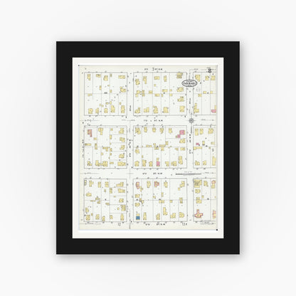 Old map wall art mockup — black gallery frame with white mat — Sanborn Fire Insurance Map from Faribault, Rice County, Minnesota (1921), Sheet #0008