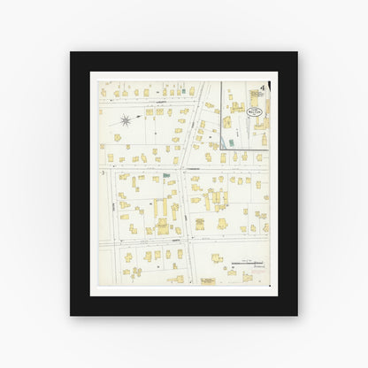 Old map wall art mockup — black gallery frame with white mat — Sanborn Fire Insurance Map from Walton, Delaware County, New York (1903), Sheet #0004